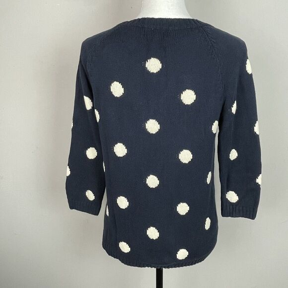 Lucky Brand Paula Blue Polka Dot 2/3 Sleeve Sweater Scoop Neck Size M - Picture 6 of 10